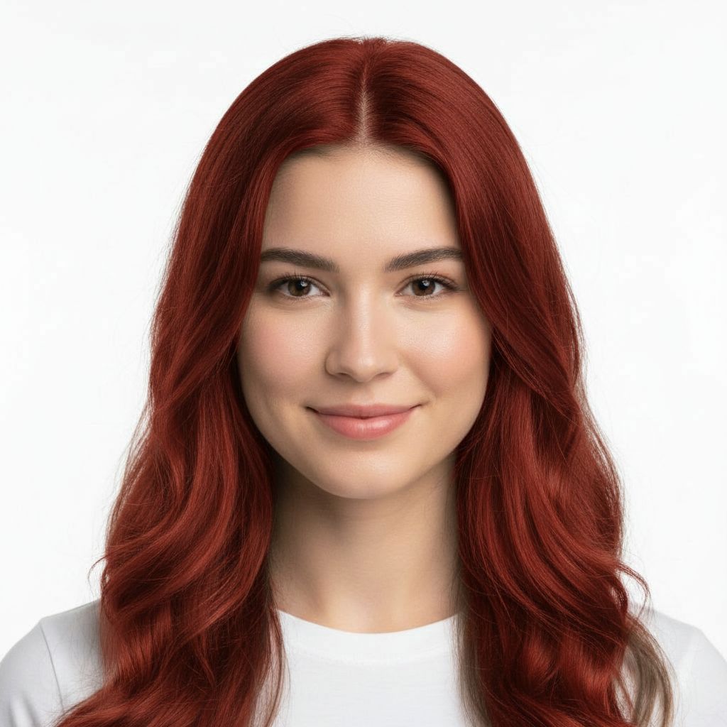 Same woman with beautiful rose gold hair color transformation using AI virtual try-on