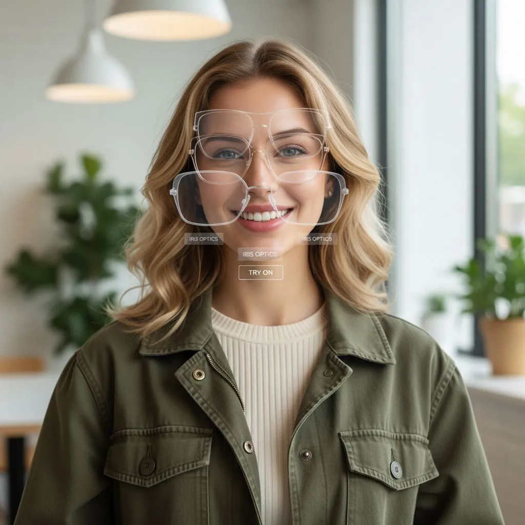 AI Glasses Virtual Try-On showcase - woman wearing stylish glasses