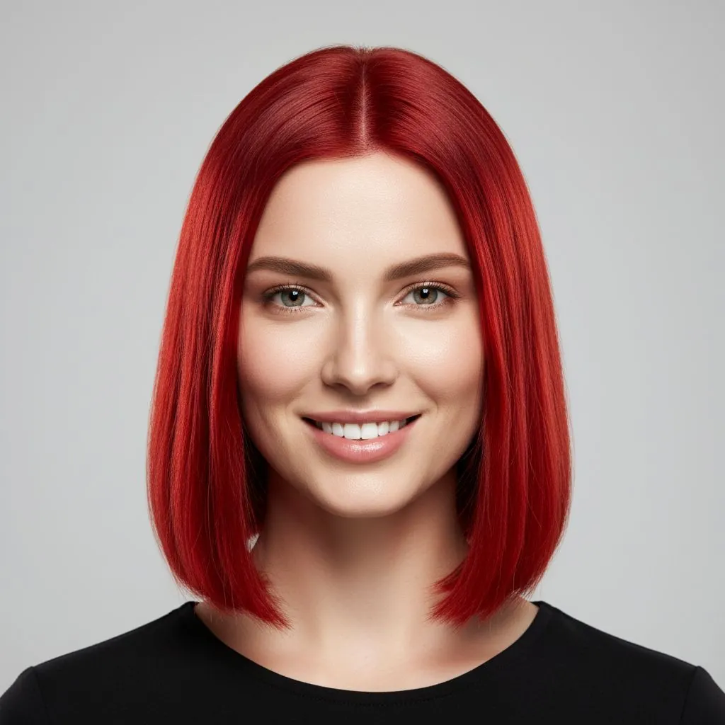 Virtual Hair Color Try-On showcase - woman with vibrant red hair