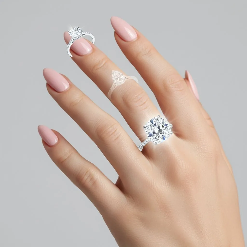 AI Ring Virtual Try-On showcase - elegant hand wearing diamond ring