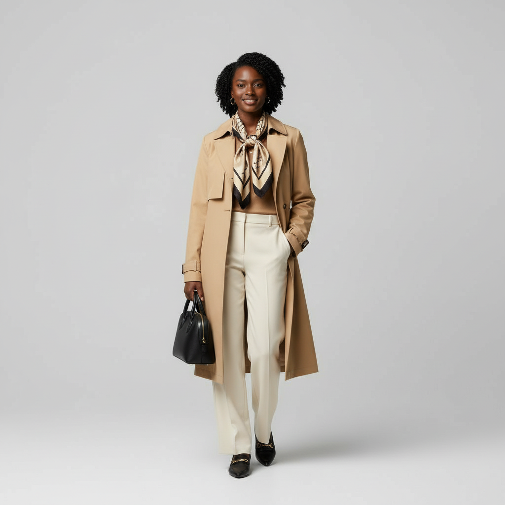 AI clothes changer result showing Parisian elegance with classic glasses and refined accessories