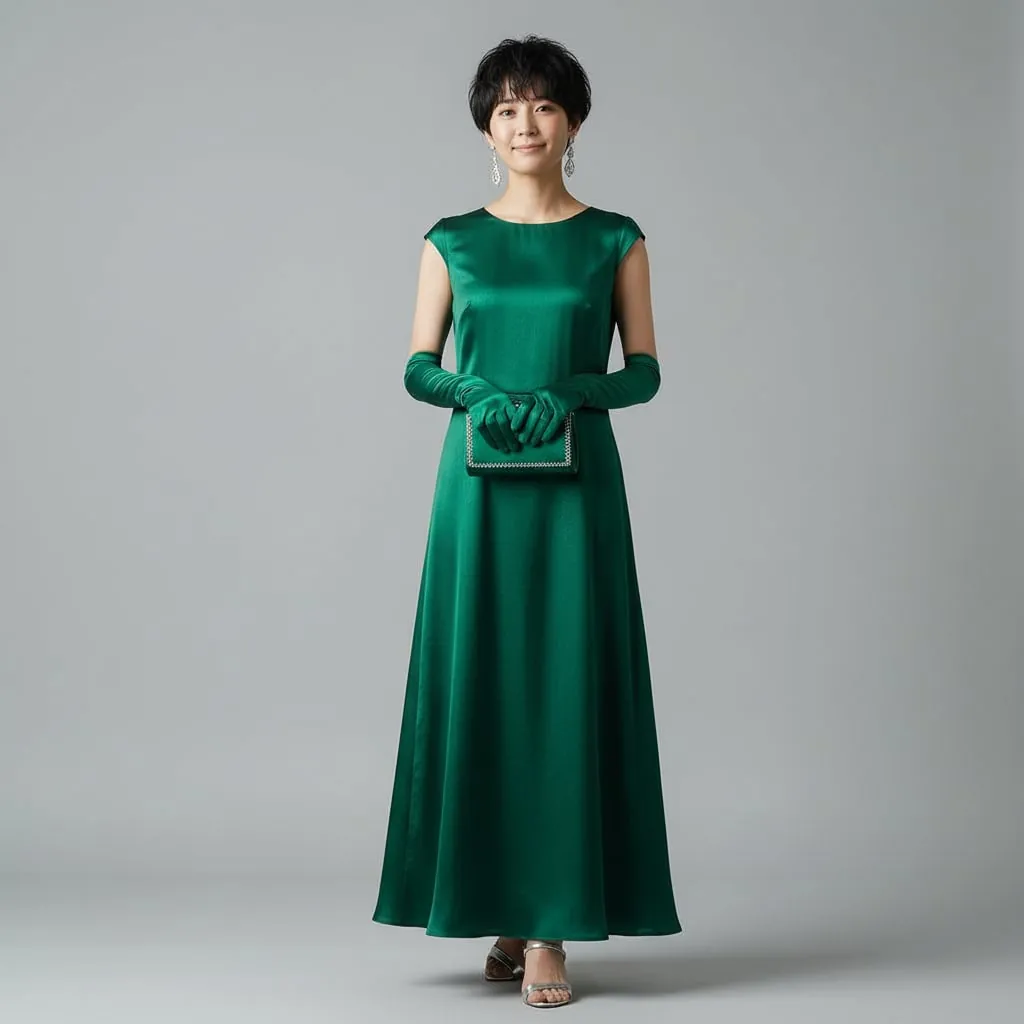 AI virtual try-on result showing evening glamour with elegant jewelry and formal accessories